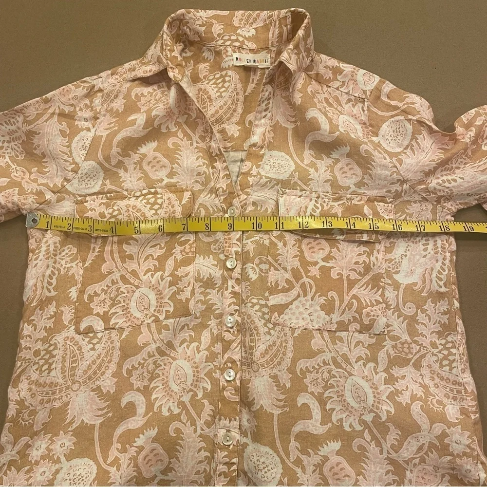 Roller Rabbit Floral Linen Button Down Top Size XS